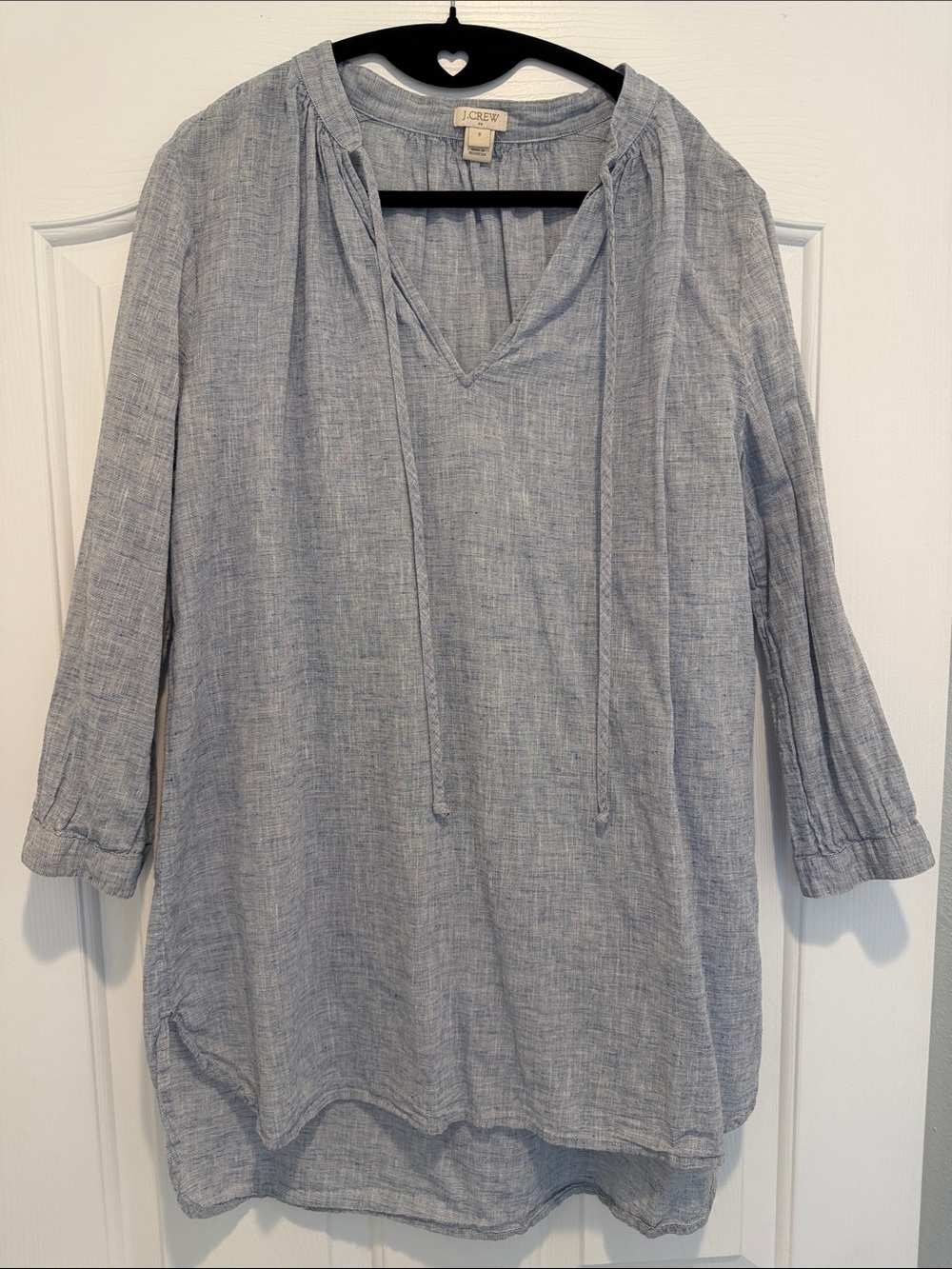 J. Crew Pale Blue Linen Blend swimsuit cover up with V-Neck Tie